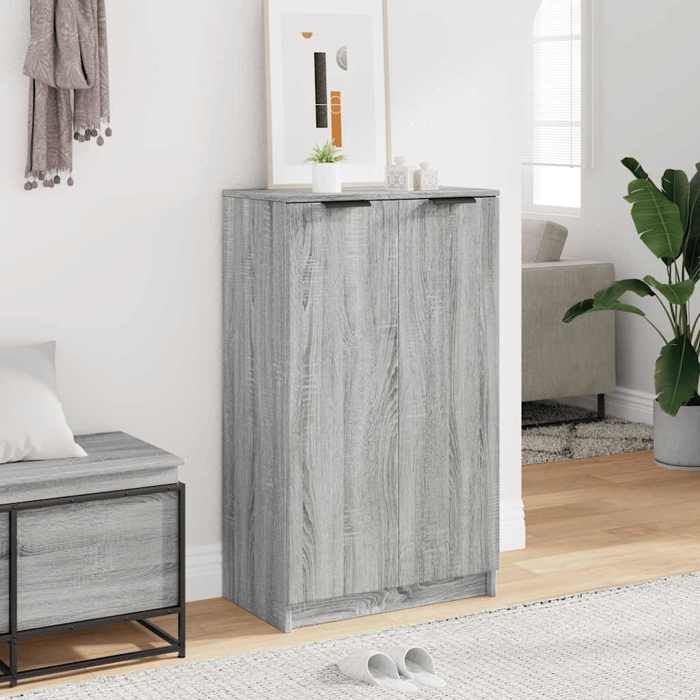 Meuble à chaussures - vidaXL - Sonoma gris - Bois dingénierie - 59x35x100 cm - Grand espace de rangement