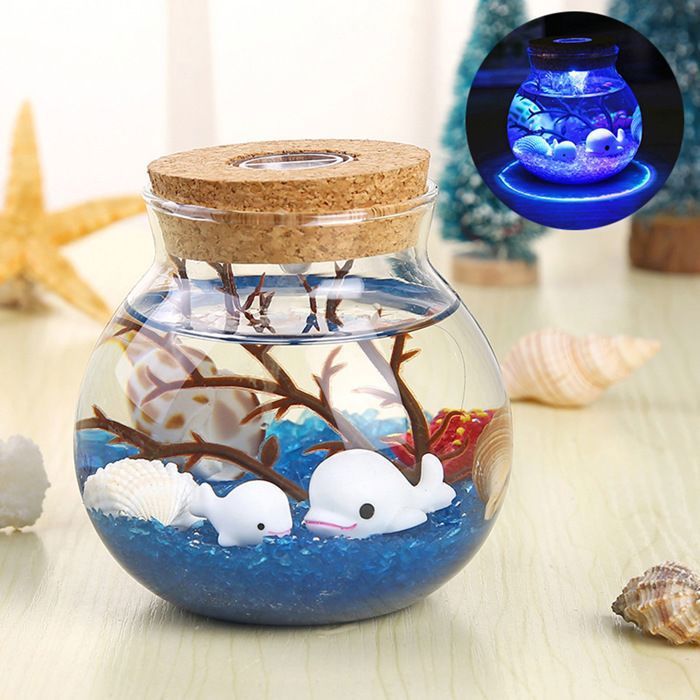 Veilleuse LED en forme de bouteille en pierre de poisson de mer pour enfant lampe de nuit romantique en RVB