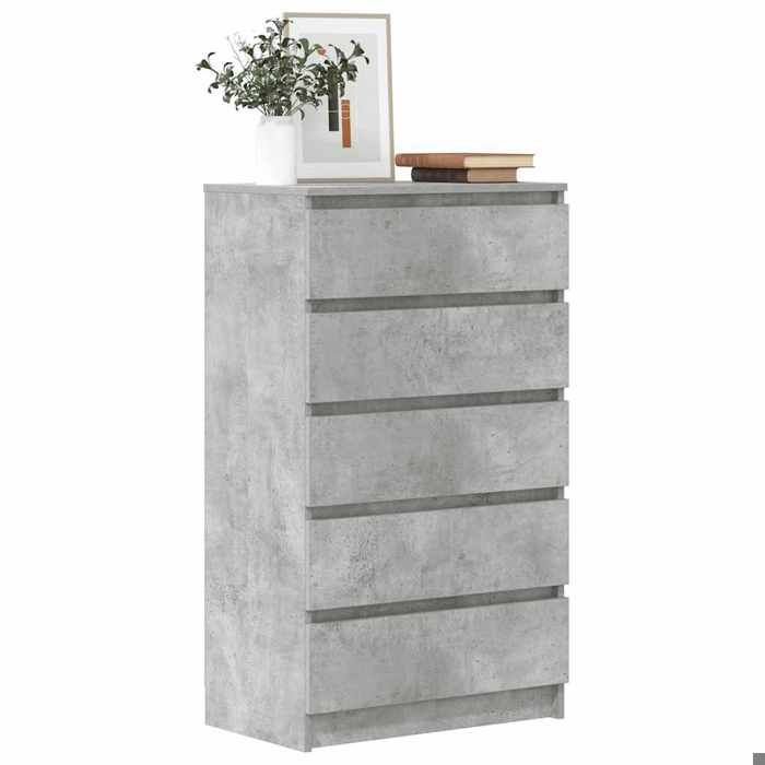 SALE 2026 Armoire/Cabinet à tiroirs Gris - Commode Gris béton 60x36x103cm - bois dingénierie PRO862862230