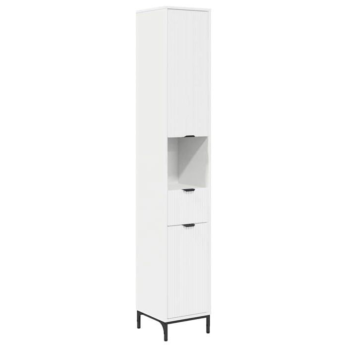 Meuble de salle de bain haut - vidaXL - Blanc - 31 5 x 33 x 190 cm - Bois dingénierie - 1 tiroir - 2 portes