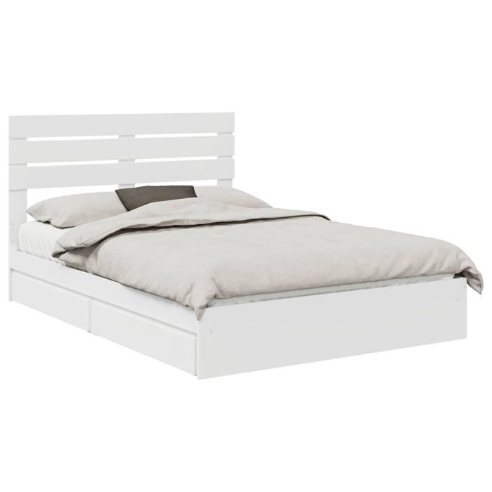 Lit de rangement moderne - vidaXL - 160x200 cm - Blanc - Bois dingénierie - 206x163x100 cm - Cadre à lattes
