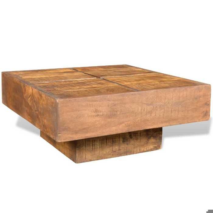 En soldes - Table basse - Table à café industrielle Table de salon - carrée Marron Bois massif de manguier 8_6710606