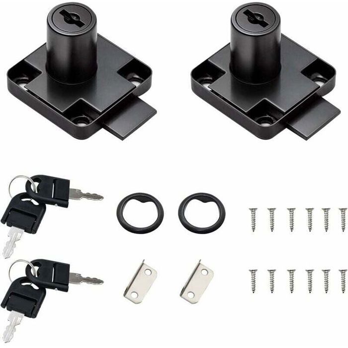Verrous de tiroir - PZCC - PZCC - Lot de 2 - 4 clés universelles - Cylindre 20 mm