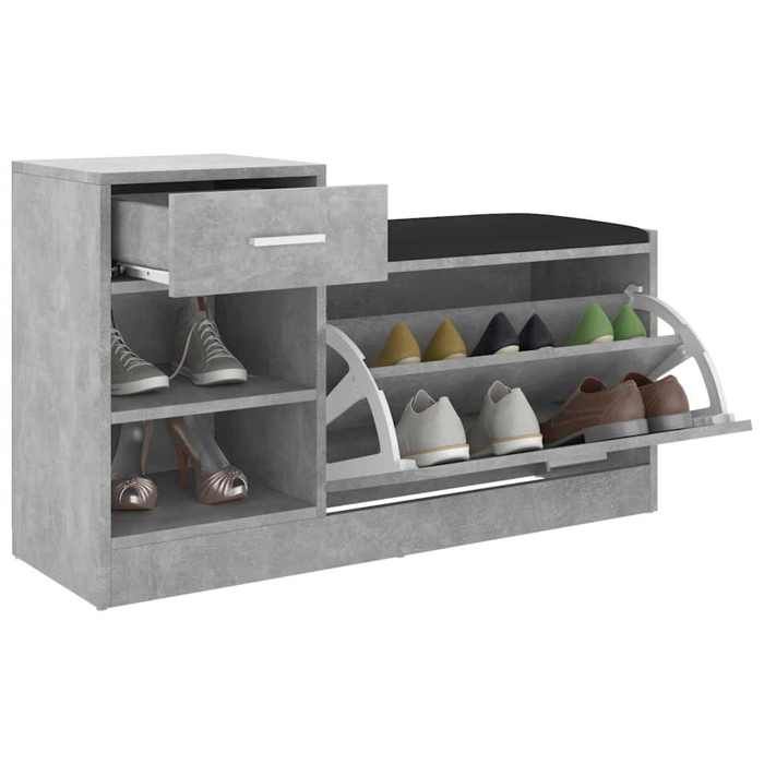Remise 2026®Meuble Entrée Gris - Banc à chaussures - Bonne ventilation - gris béton - 94 5x31x57cm - Aggloméré 376 5275332