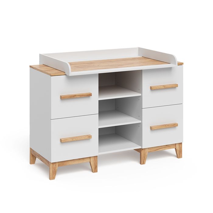 Table à langer Malia 133x98cm XL avec 4 tiroirs Blanc/Chêne Artisan Vitalispa 58349 Table à langer Malia 133x98cm XL avec 4 tiroirs Blanc/Chêne Artisan Vitalispa 58349