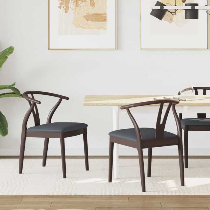 2 pcs Chaises de cuisine Marron - Magnifique Chaise de salle à mangerClassiquePour salon Marron clair et noir7480