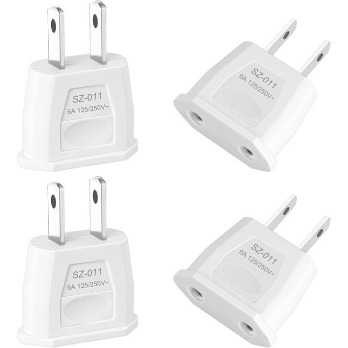 Adaptateur de voyage international - LEVYS - Lot de 4 adaptateurs - UE vers USA - Compact et portable - Sécurité accrue