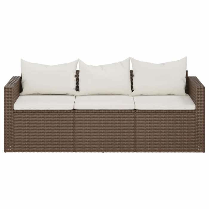 Canapé de jardin 3 places - moderne - SOFA TRIPLE - avec coussins - marron résine tressée CC1045