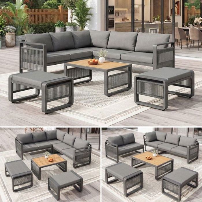 Espace Détente Confortable-Ensemble de canapé de jardin avec Coussins Épais Mousse Haute Densité - Idéal pour A SALON BAS DE JARDIN
