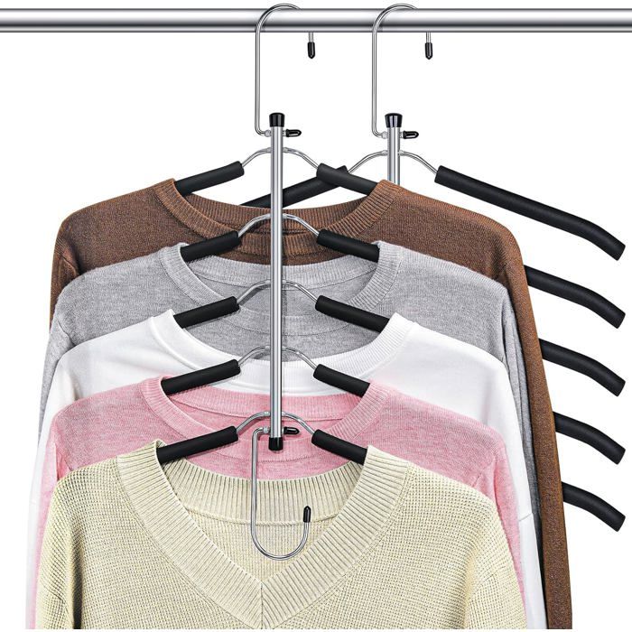 Cintre organisateur de chemises peu encombrant avec rembourrage en mousse idéal pour lorganisation de la garde-robe noir lot de 2
