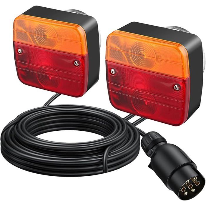 2Pcs 12V 15 Led Feux Arrière 5 Fonction Pour Camions Remorques Bateau Caravane Type Carré