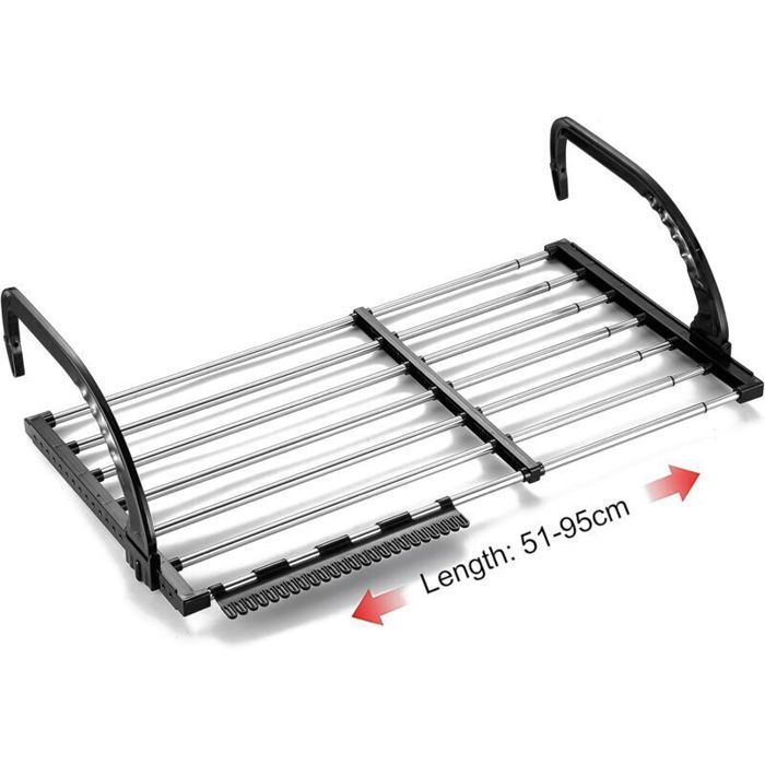 Séchoir à Linge Balcon/Radiator/Mural Etendoir à Linge Pliable en Acier Inoxydable Télescopique Sèche Linge Suspendu (Longueur