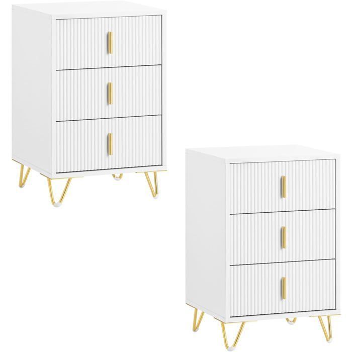 SoBuy Lot de 2 Table de Chevet étroite avec 3 tiroirs 63 cm Hauteur Ergonomique & 33 kg Charge Table de Nuit Blanc 40x40x63 cm SoBuy Lot de 2 Table de Chevet étroite avec 3 tiroirs 63 cm Hauteur Ergonomique & 33 kg Charge Table de Nuit Blanc 40x40x63 cm