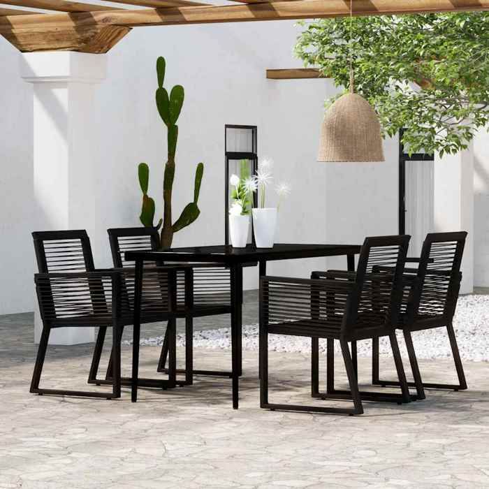 VIDAXL Ensemble Table avec chaises jardin (5 pcs) - ANTI-UV - Noir 140x70x74 cm M1296