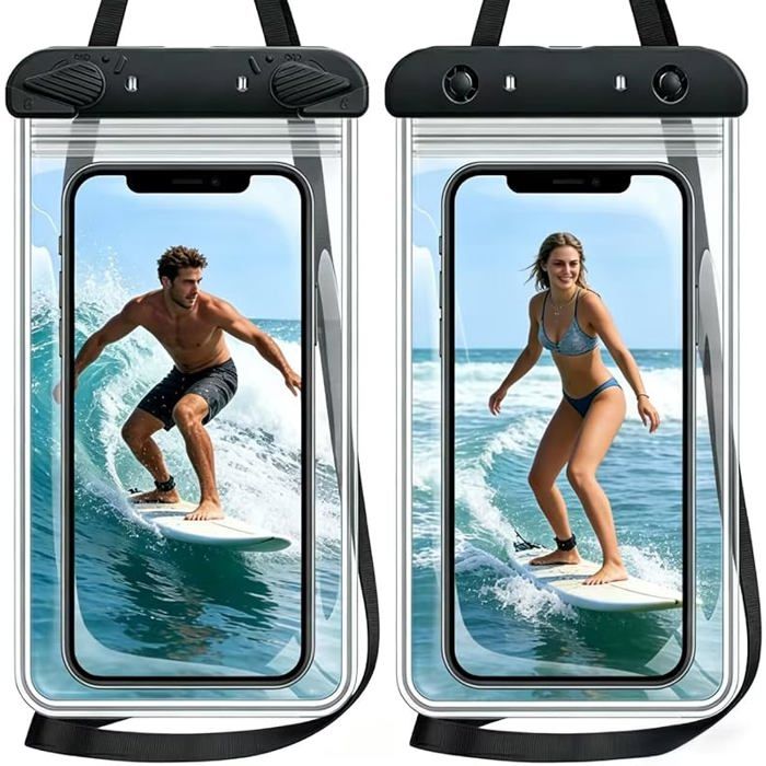 Sac étanche avec coque de protection étanche pour téléphone portable (noir) Noir