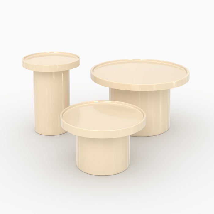 Lot de 3 tables basses laquées blanches en MDF - Nora - Maison Pavane