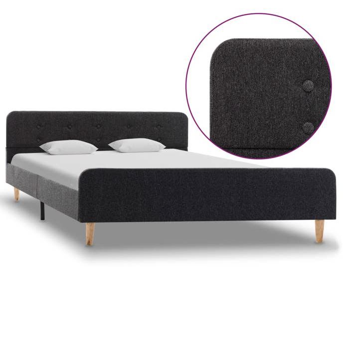 Cadre de lit - lit Adulte 2 personnes - design solide - Gris foncé Jute 160 x 200 cm aju93b8937