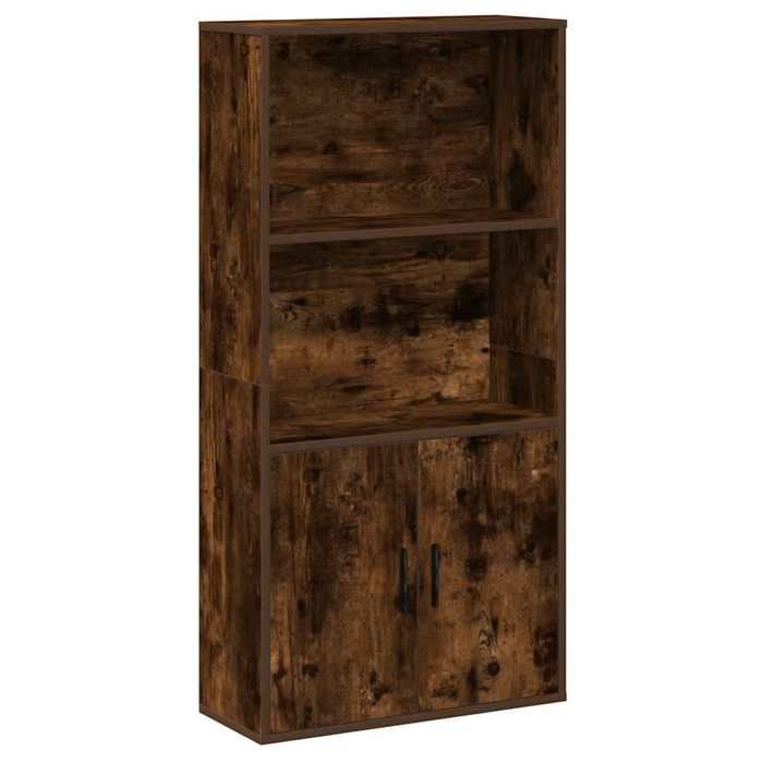 Bibliothèque maison - Bibliothèque chêne fumé 60x24x120 cm bois dingénierie - 19.6kg _13090