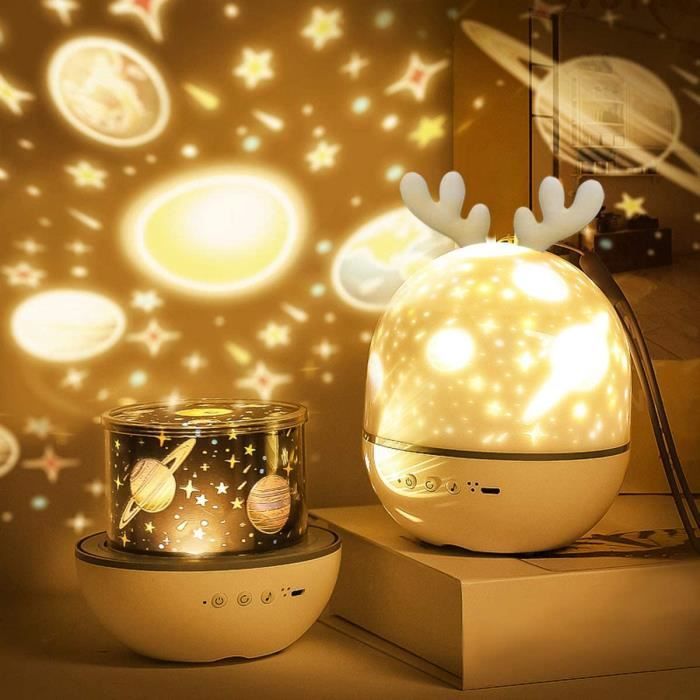 Bébé Veilleuse Projecteur, LED Enfant Veilleuse Lampe Musicale, Lampe de projecteur Étoiles pour Chambre,Cadeaux,Anniversaire