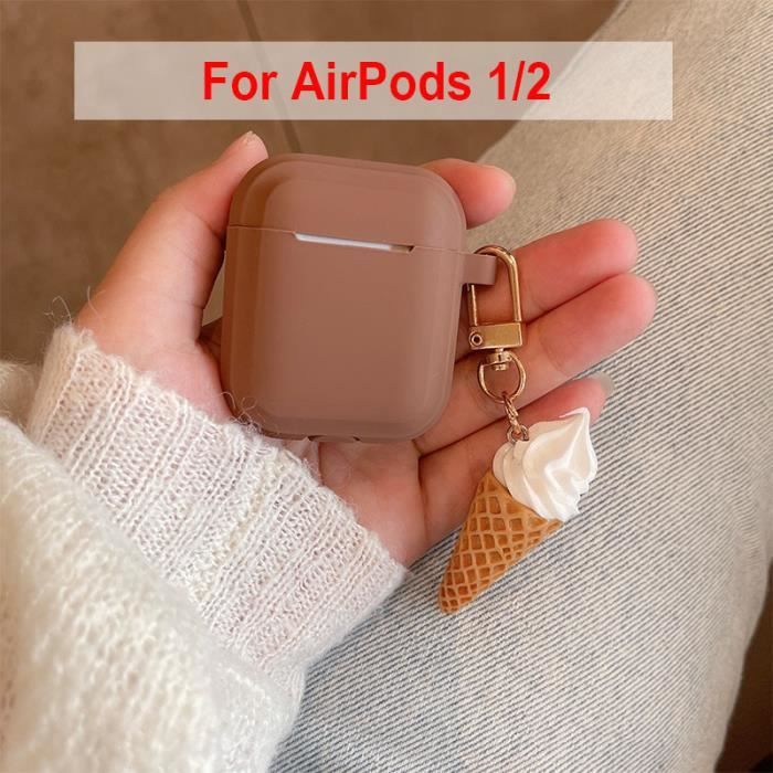Housse En Silicone Mignon Hamburger Pour AirPods 1 Et 2 - Avec Porte-clés - Protection Chocs, Chargement Facile