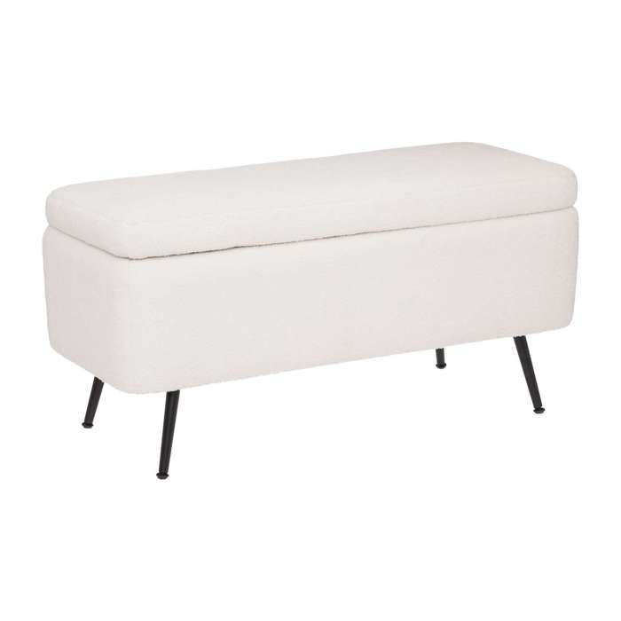 Atmosphera - Banc de rangement en velours AURORA - Blanc Atmosphera - Banc de rangement en velours AURORA - Blanc