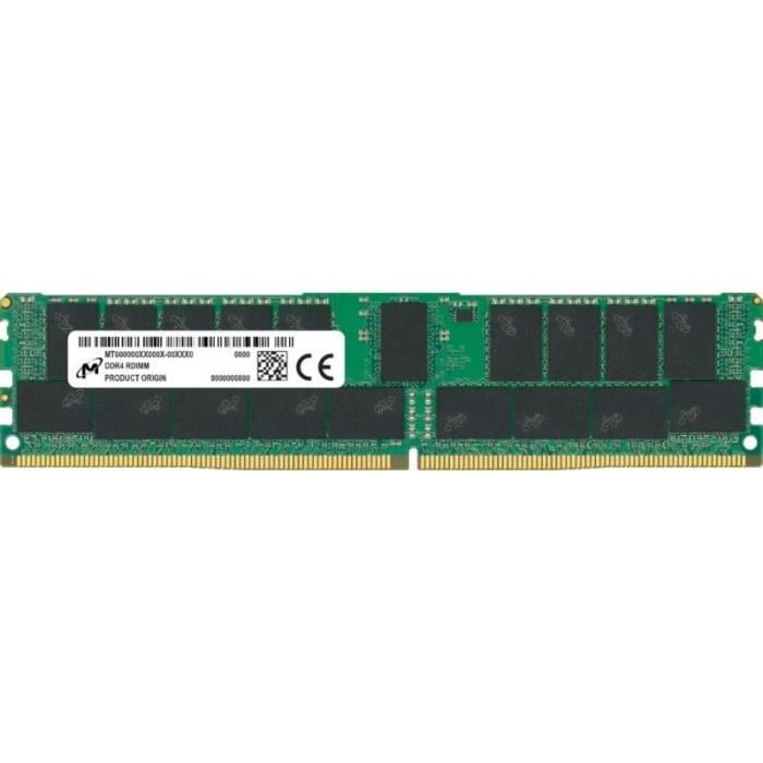 MICRON TECHNOLOGY DDR4 RDIMM 32GB 2RX8 3200 CL22 - MTA18ASF4G72PDZ-3G2R