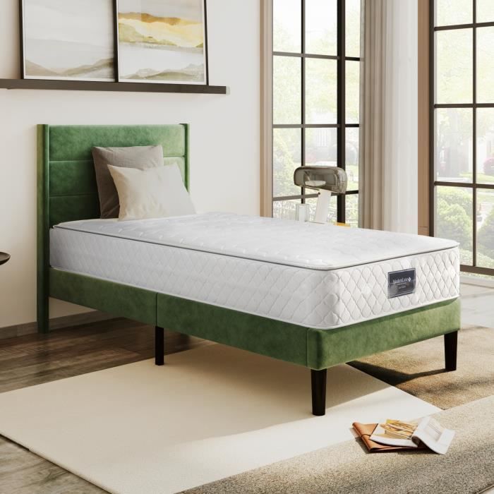 Matelas 90x200 cm Ressorts Ensachés Indépendance de Couchage epaisseur 25 cm Revêtement en Microfibre Confort 7 Zones Antibactérien