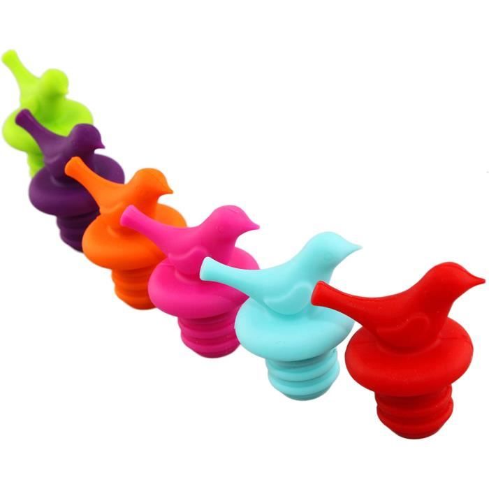 Lot De 10 Bouchons De Bouteille En Silicone Motif Oiseau – Étanchéité Parfaite, Réutilisables, Cadeau Cuisine Fun