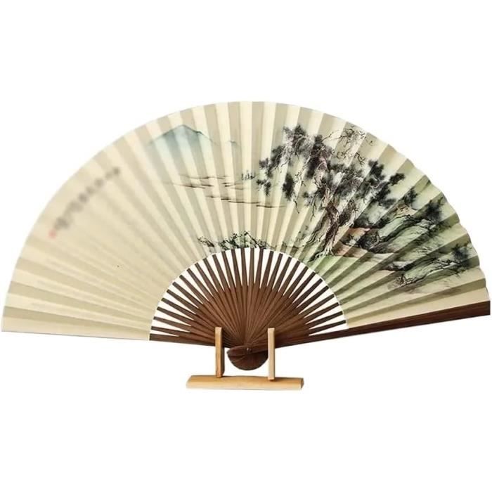 Grand Éventail en Soie Pliable Rouge en Soie Ventilateur Pliant de Tai
