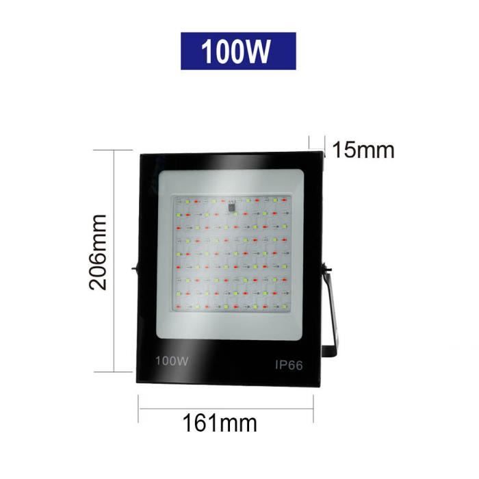 Lot 2 Projecteurs LED Extérieur 100W RGB Télécommande - IP66 Étanche - Éclairage Jardin