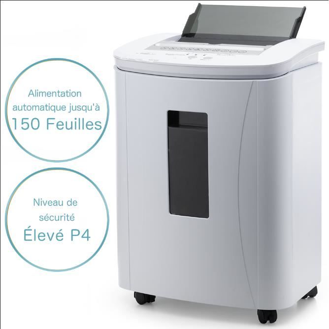 Destructeur de papier automatique iOCHOW, 150 feuilles P4 Micro Cut, destructeur commercial en 30 minutes, 25L Grande capacité