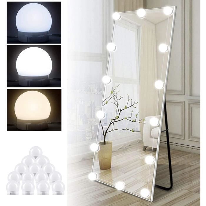 vidaXL Lampe de Miroir avec 8 Ampoules LED Lampe de Maquillage Miroir  Cosmétique Miroir d'Habillage Salon de Coiffure Blanc Chaud et Blanc Froid