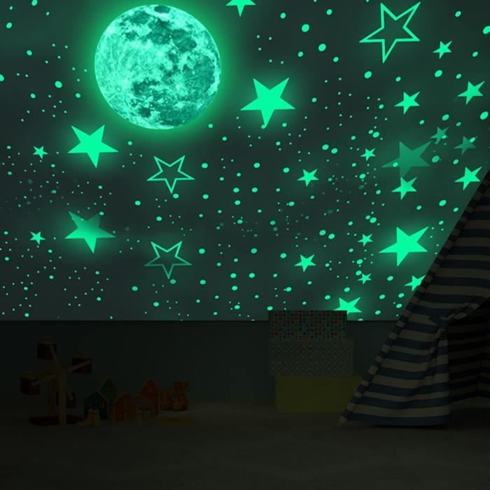 Etoiles Phosphorescentes Etoile Fluorescente Lune Adhésifs Muraux - 166  Pièces Fluorescents pour réaliser un ciel étoilé - Cdiscount Maison