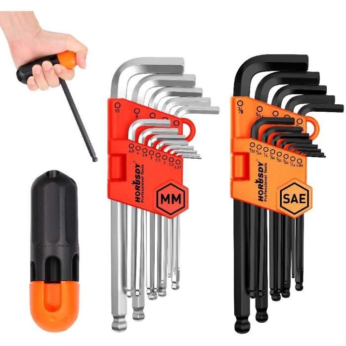Awang 18 PCS Clés Allen Clés Hexagonales 1,5-10mm et Cles Torx T10-T50