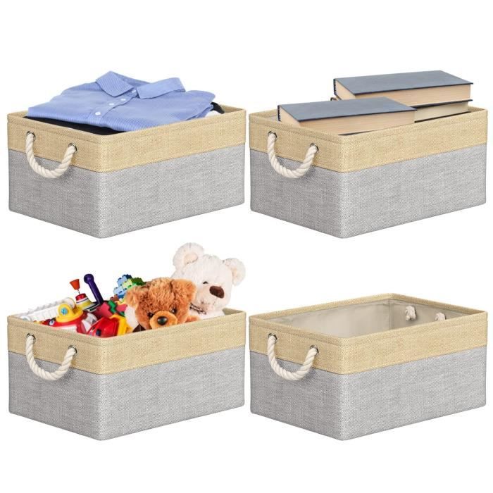 RIWNNI Lot De 4 Boîte De Rangement En Tissu, 40 X 30 X 20 Cm, Panier De