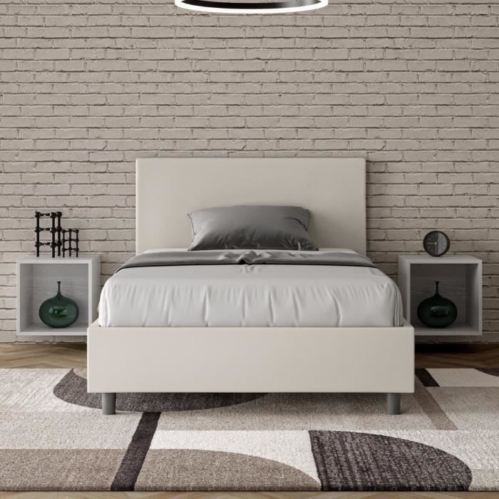 Lit 1 place et demi Adele 120x190 sans sommier blanc Lit 1 place et demi Adele 120x190 sans sommier blanc