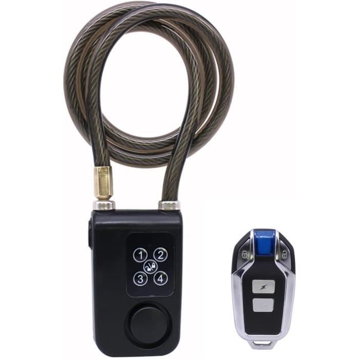 Antivol de vélo - Télécommande - Alarme de Vibration - Longueur 80 cm - Noir