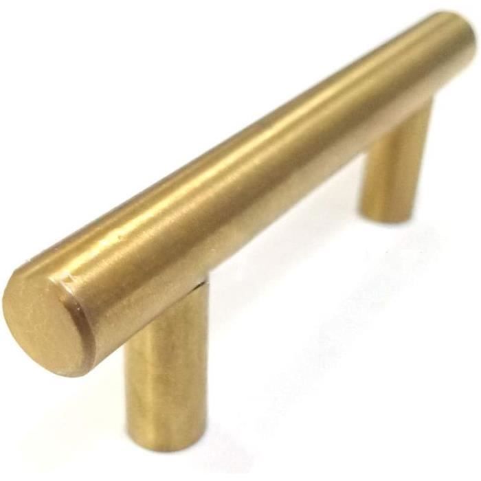 Haidms Lot de 25 poignées de tiroir dorées brossées pour armoire de cuisine, centres de trous de 7,6 cm