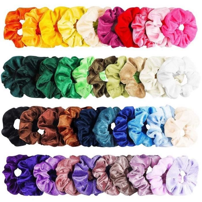 Lot De 10 élastiques à Cheveux En Velours Avec Perles - Accessoire Beauté Pour Femme