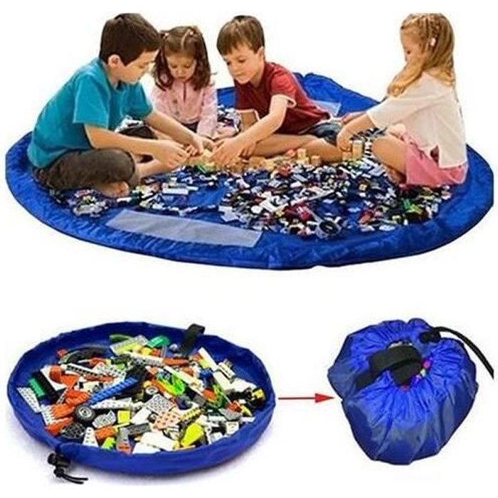 Bleu profond Grands enfants portables Sac de rangement organisateur de  jouets Tapis de jeu pour Lego Rug Box XL 150cm