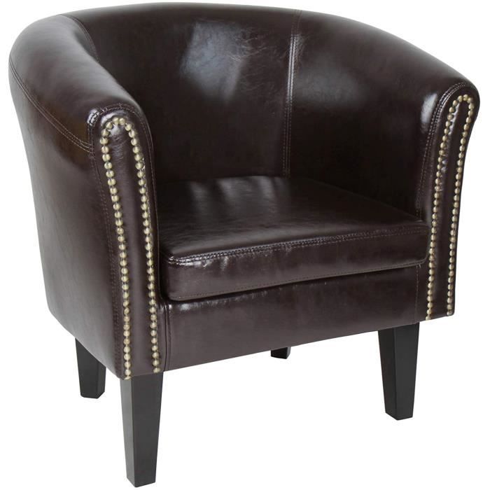 fauteuil chesterfield avec repose pied en simili cuir avec éléments décoratifs en cuivre chaise cabriolet tabouret pouf meuble de s