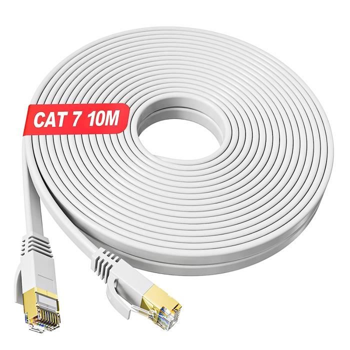 2 Pièces Câble Ethernet Cat7 0,5 M, Aouensly Câble Réseau LAN Gigabit RJ45 Plat Haute Vitesse