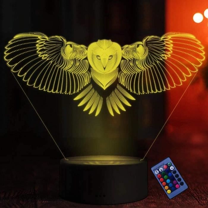 Illusion Optique 3D Chat Nuit Lampe 16 Couleurs Changeantes