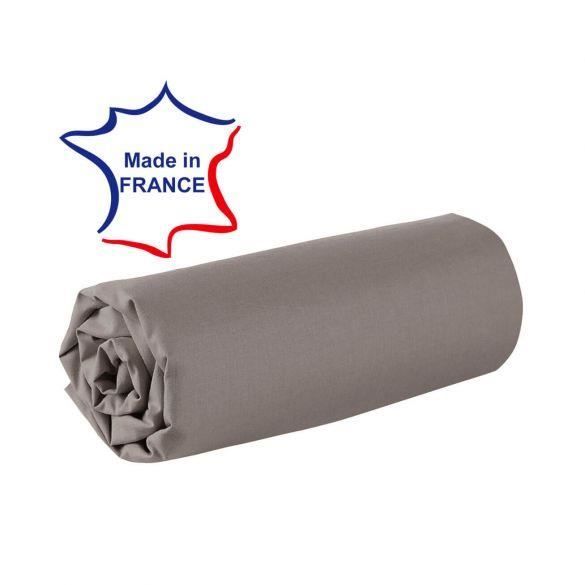 Drap housse - 160 x 200 cm - 100% coton - 57 fils - Made in France - Gris -  Cdiscount Maison