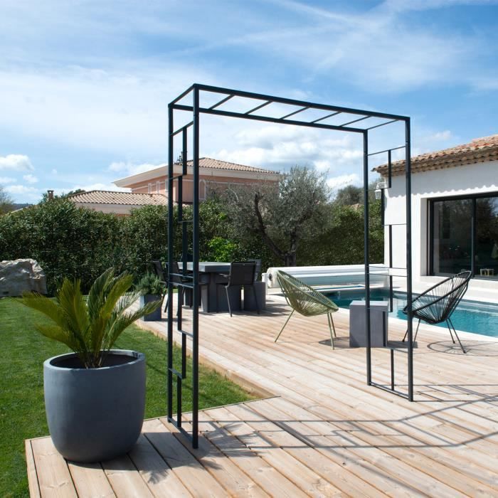 Arche de jardin Linéale en acier anthracite tubes carrés grand modèle