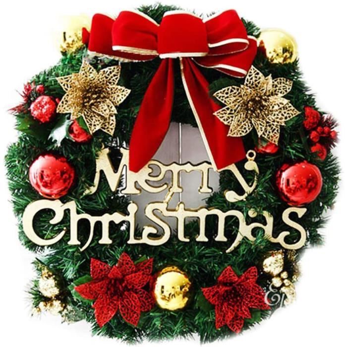 Couronne De Noël Réutilisable 30 Cm - Décoration Porte, Cheminée Ou Jardin | PVC Et Métal