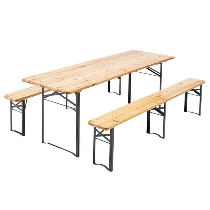 Table Et Bancs Pliants Bois 220cm Achat Vente Ensemble Table Et Chaise De Jardin Ensemble Table Et Banc Pliant Bois Pique Nique 220 Cm Cdiscount