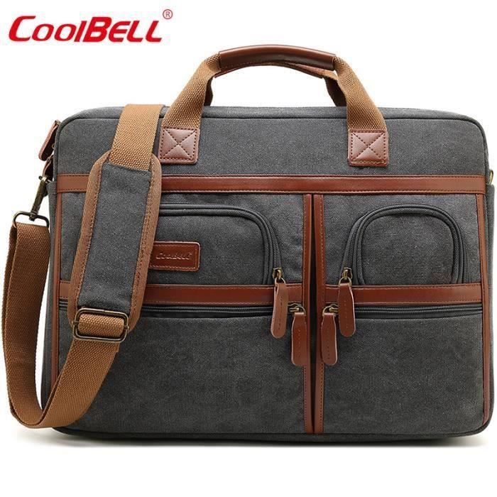 coolbell 17,3 pouces sac pour ordinateur portable, sac à dos collège, nylon, toile grise