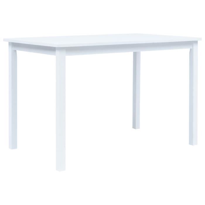 vidaxl table de salle à manger blanc 114x71x75 cm bois d'hévéa massif