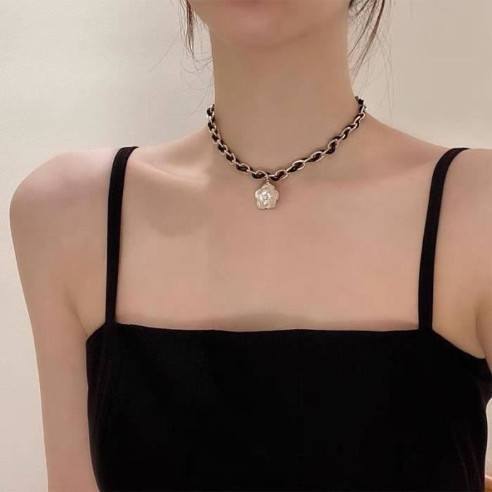 Collier Doré à Nœud Pour Femme - Style Clean Girl Aesthetic, Longueur 42+5 Cm Réglable, Hypoallergénique - Cadeau Élégant - 2